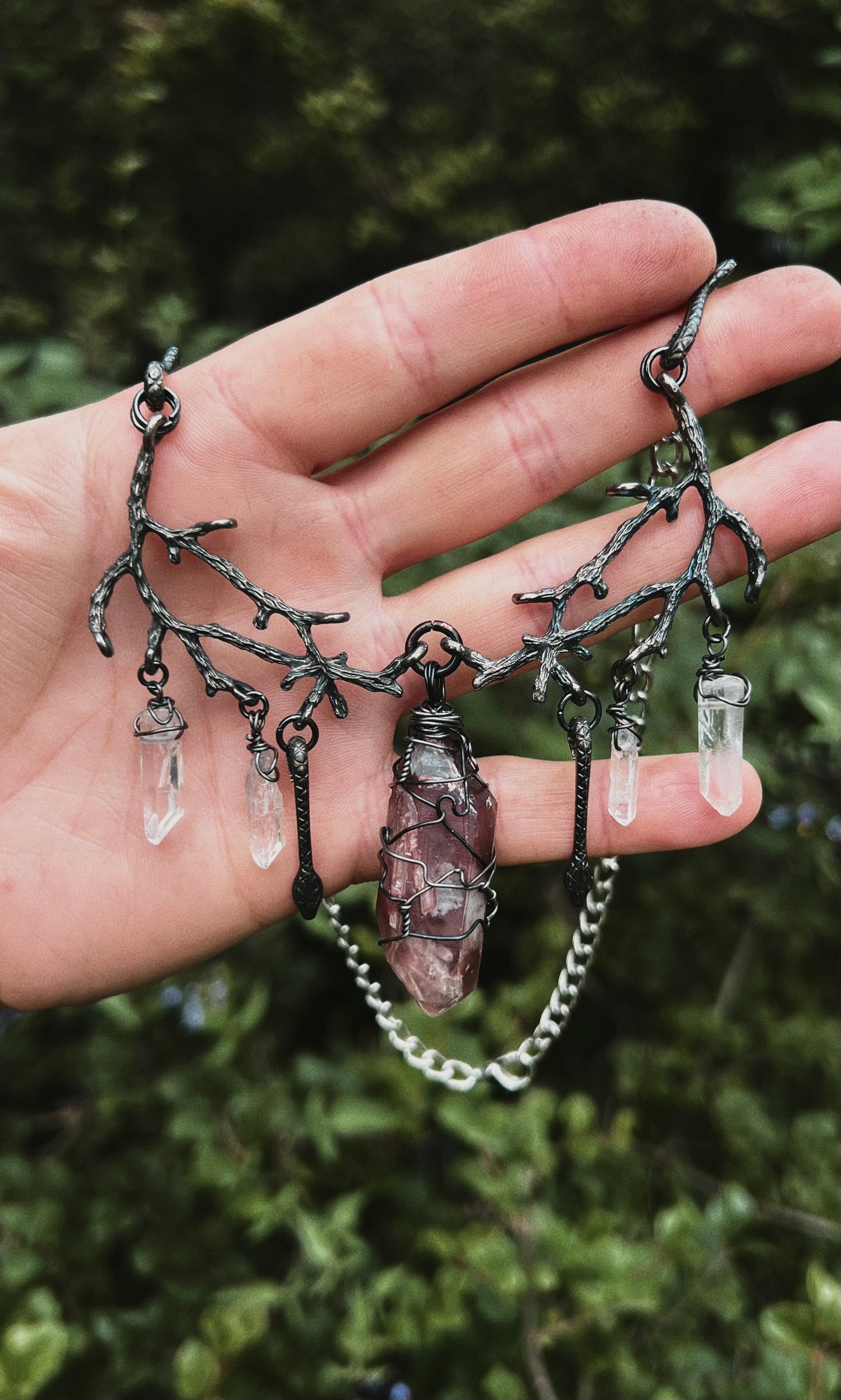 OOAK SCARLET LIMURIAN QUARTZ BRANCH NECKLACE
