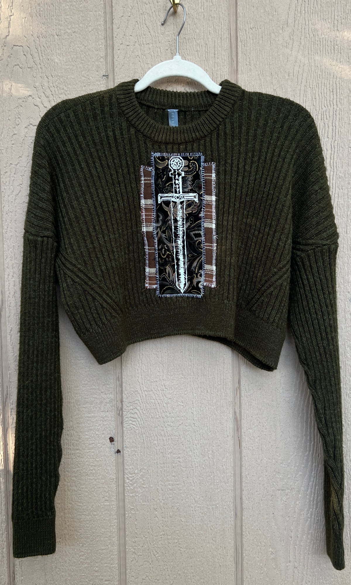 OOAK - L/XL - OLIVE SWORD CROP SWEATER