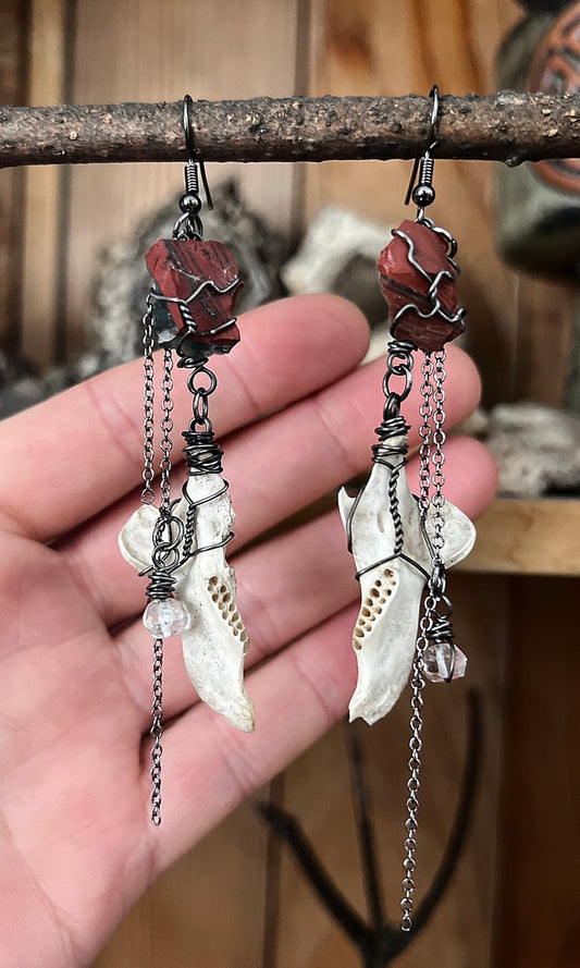 OOAK JAWBONE QUARTZ EARRINGS