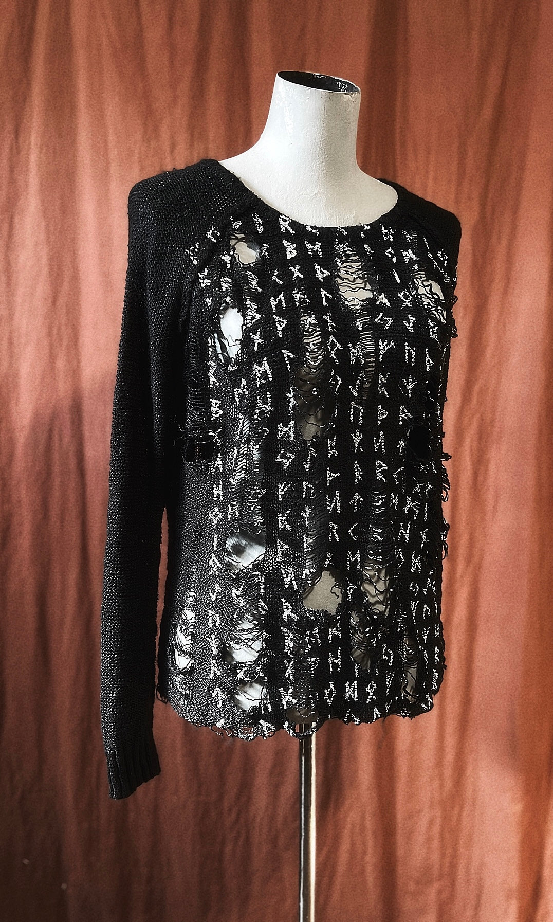 OOAK S RUNIC DISTRESSED SWEATER
