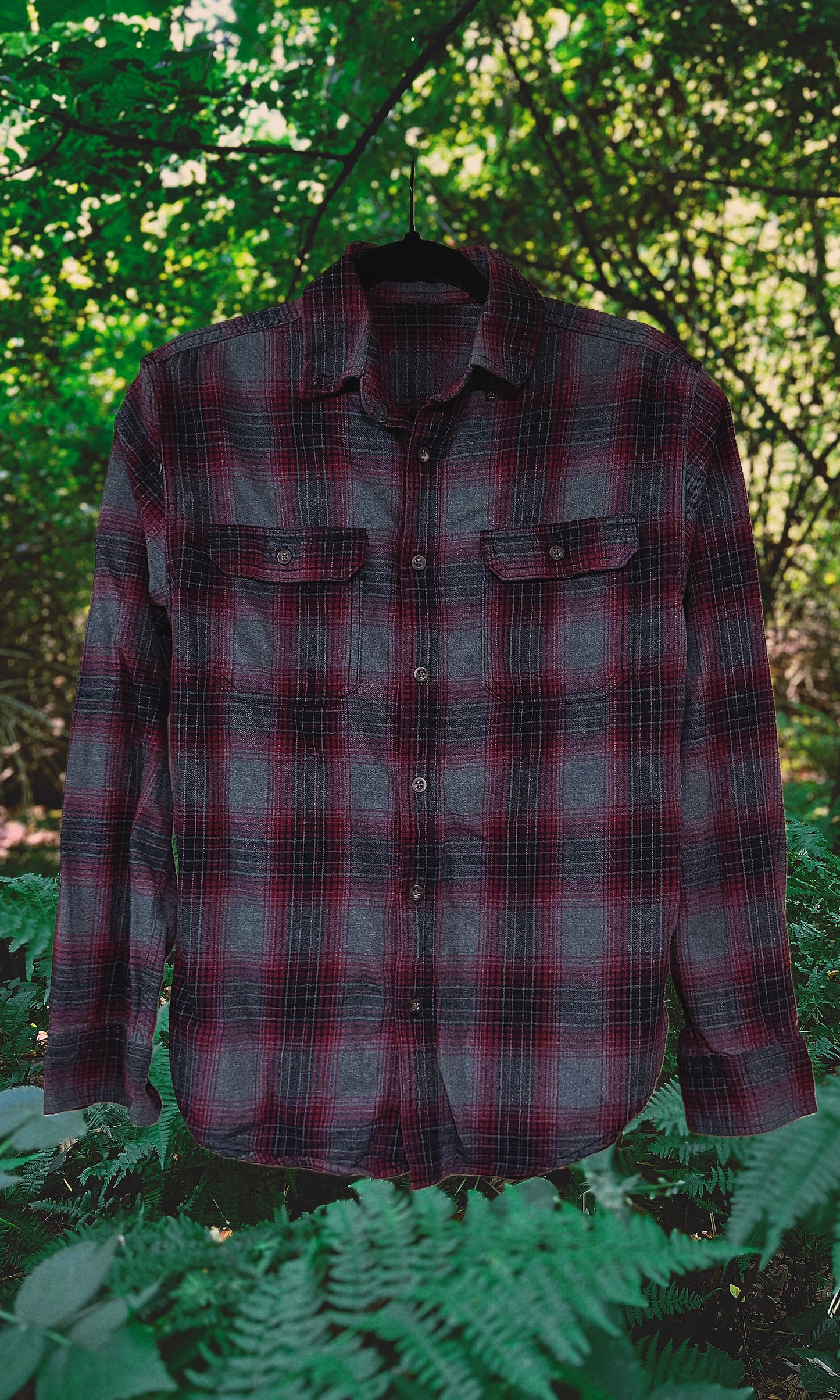 OOAK - M - MEN'S/UNISEX MAROON MEDUSA FLANNEL