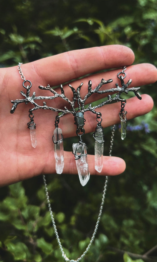 OOAK ELVEN LABRADORITE QUARTZ BRANCH NECKLACE