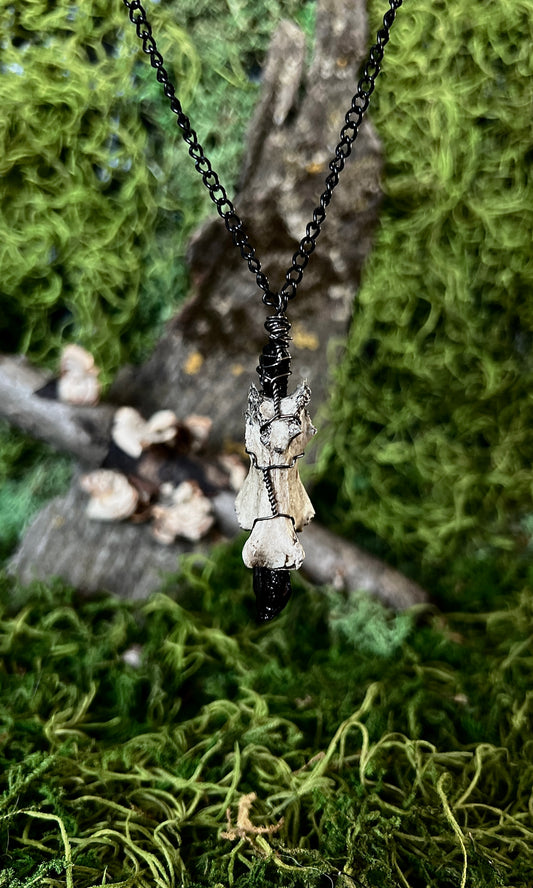 OOAK DOUBLE BLACK QUARTZ VERTEBRAE NECKLACE