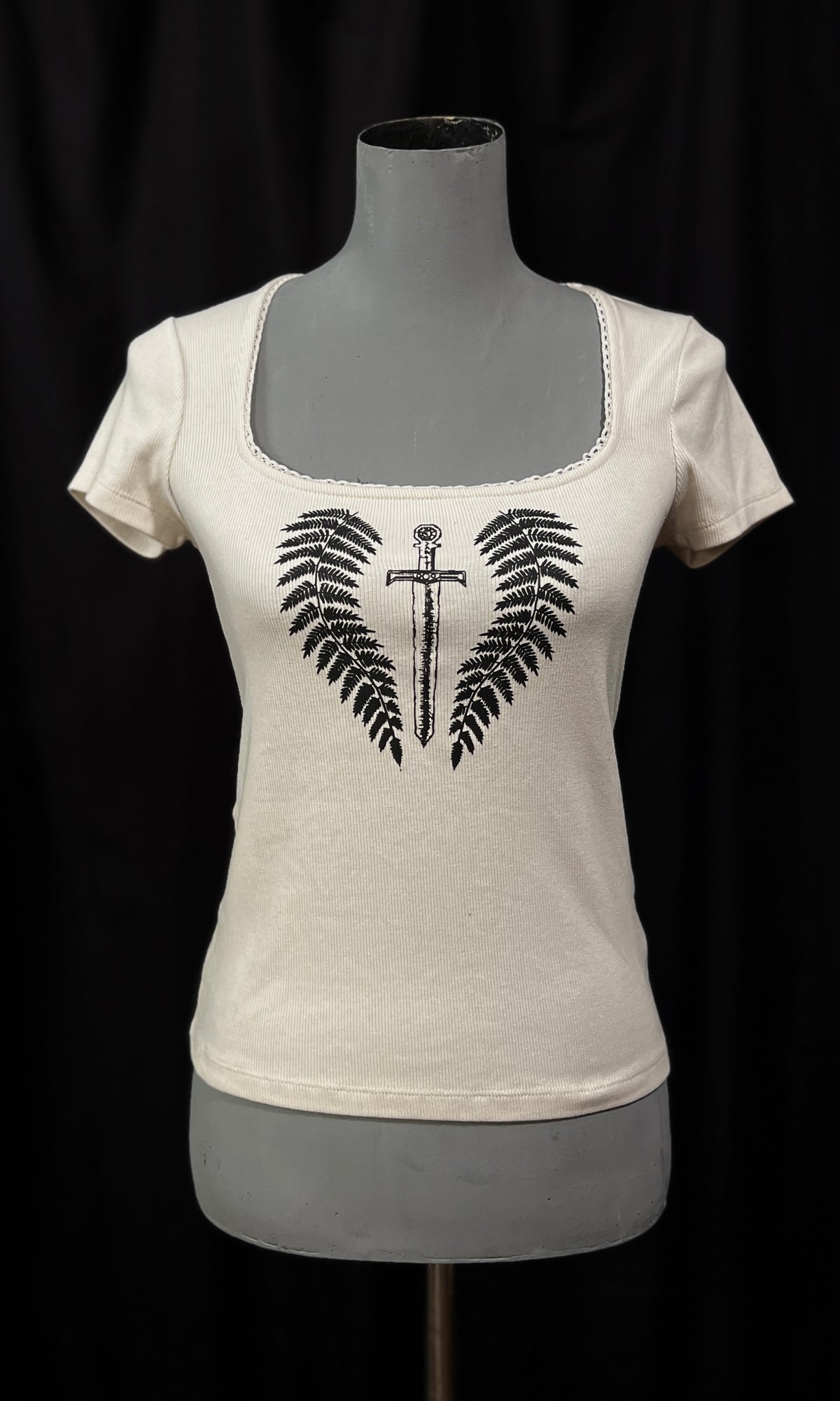 OOAK - S - SWORD FERN WHITE SHORT SLEEVE