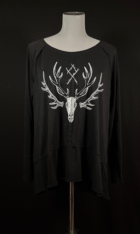 OOAK XL ELK SKULL SLUB LONG SLEEVE
