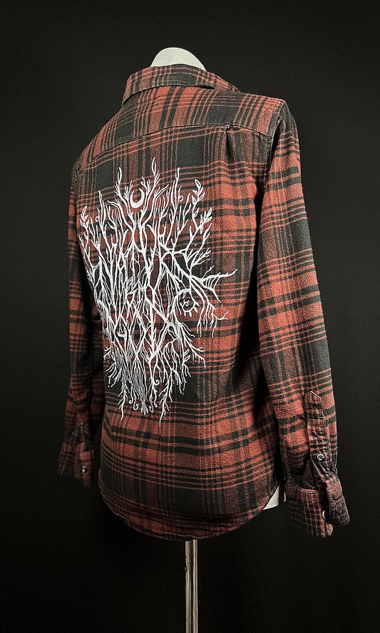 OOAK S UNISEX MAROON NATURE IS MY GOD FLANNEL