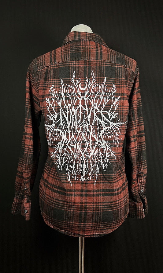 OOAK S UNISEX MAROON NATURE IS MY GOD FLANNEL