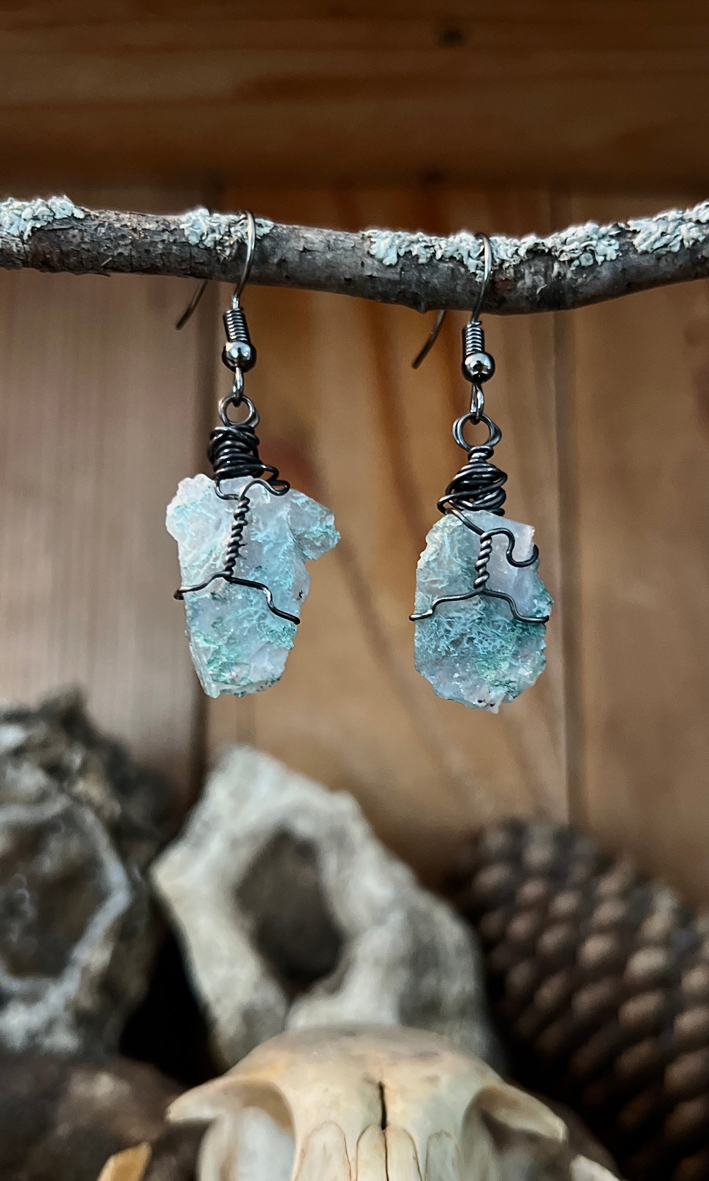 SIMPLE MOSS AGATE EARRINGS