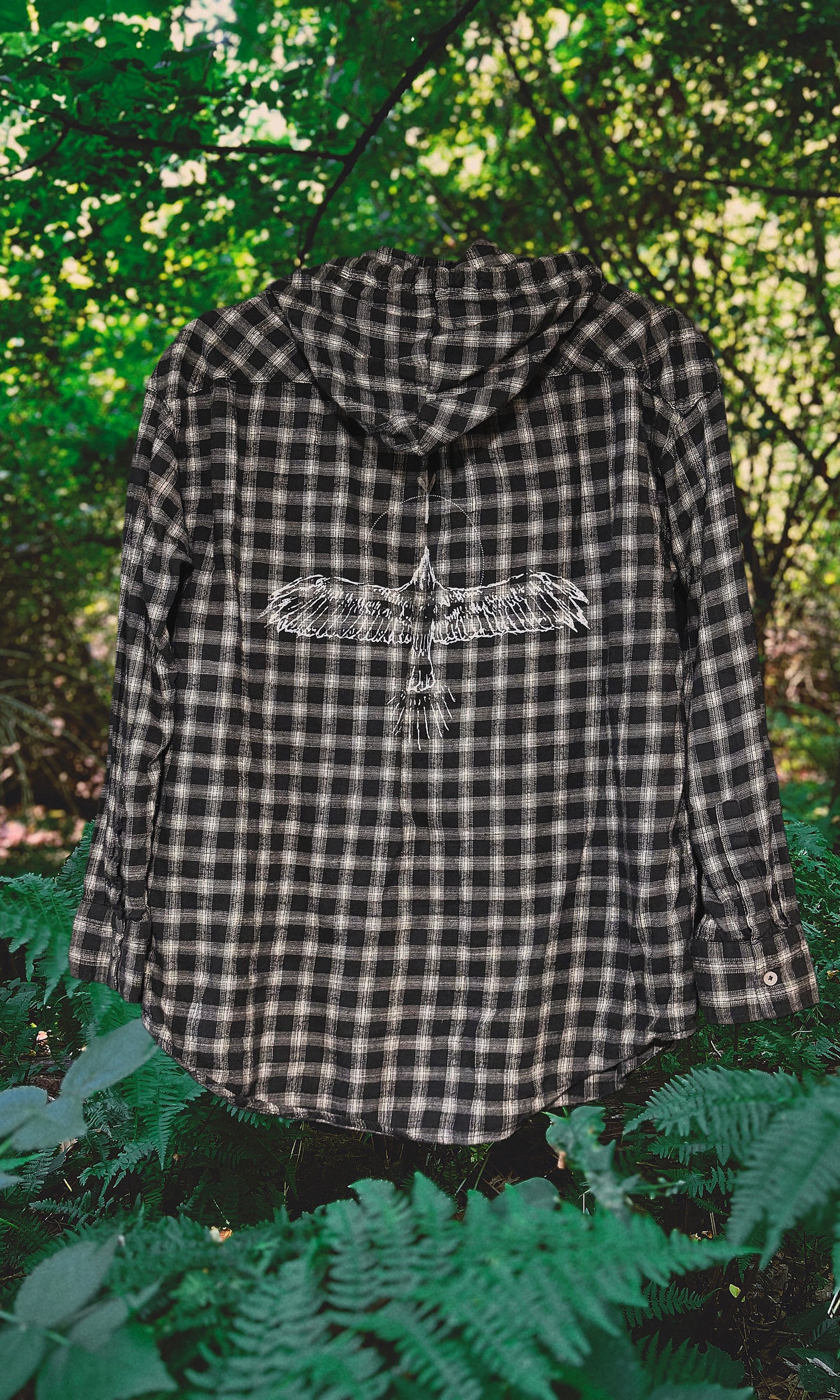 OOAK - L - MEN'S/UNISEX HOODED HAWK FLANNEL