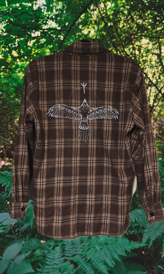 OOAK - M - UNISEX BROWN HAWK FLANNEL