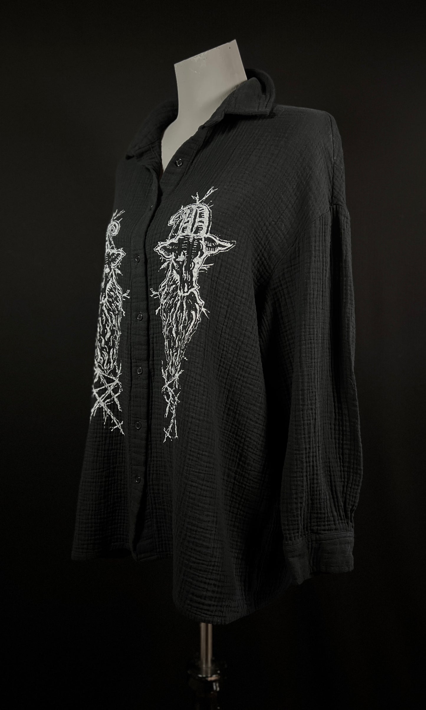 OOAK XL NATURE IS GOD GOAT BUTTON UP