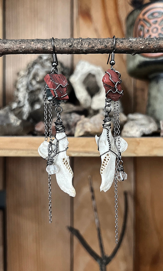 OOAK JAWBONE QUARTZ EARRINGS