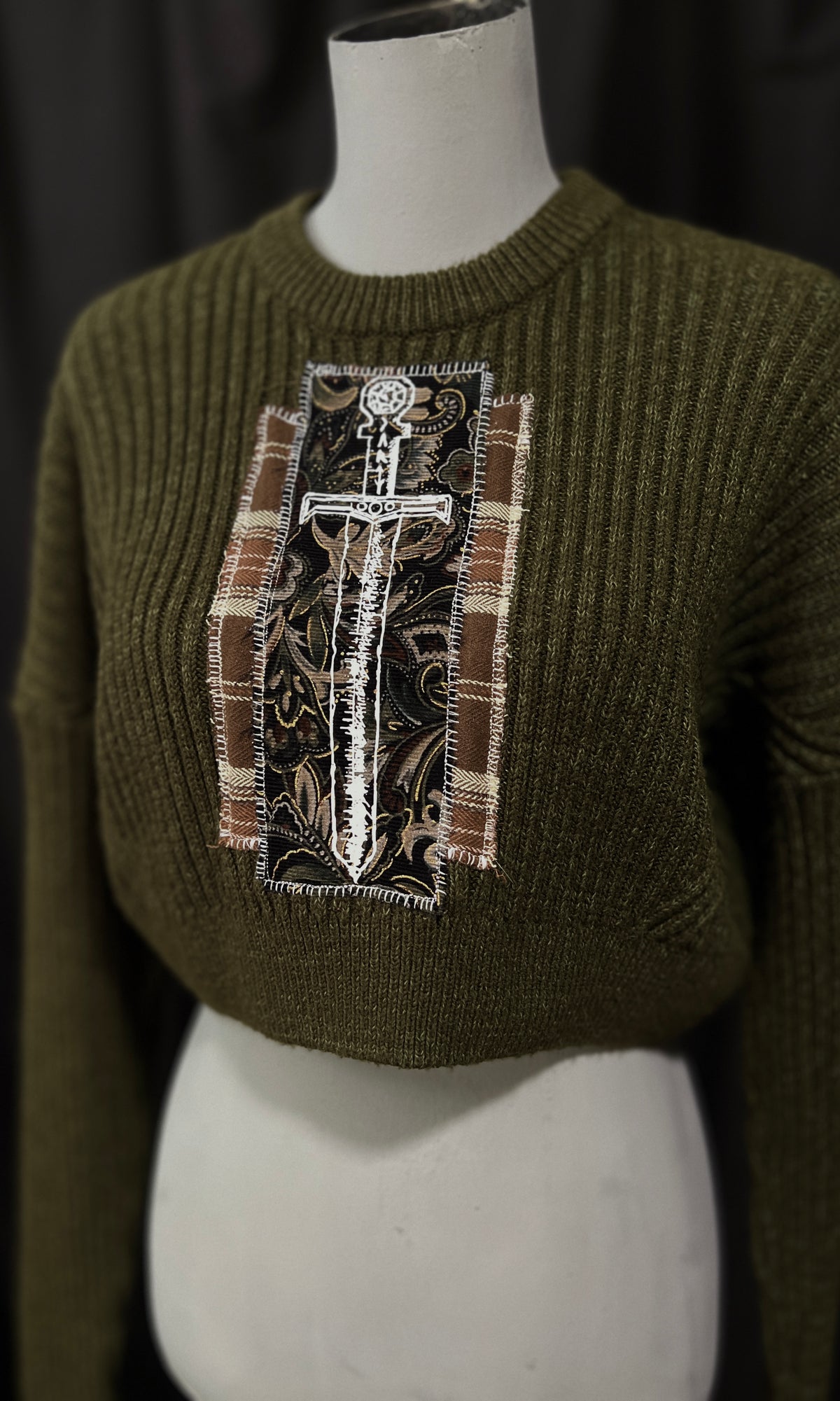 OOAK - L/XL - OLIVE SWORD CROP SWEATER