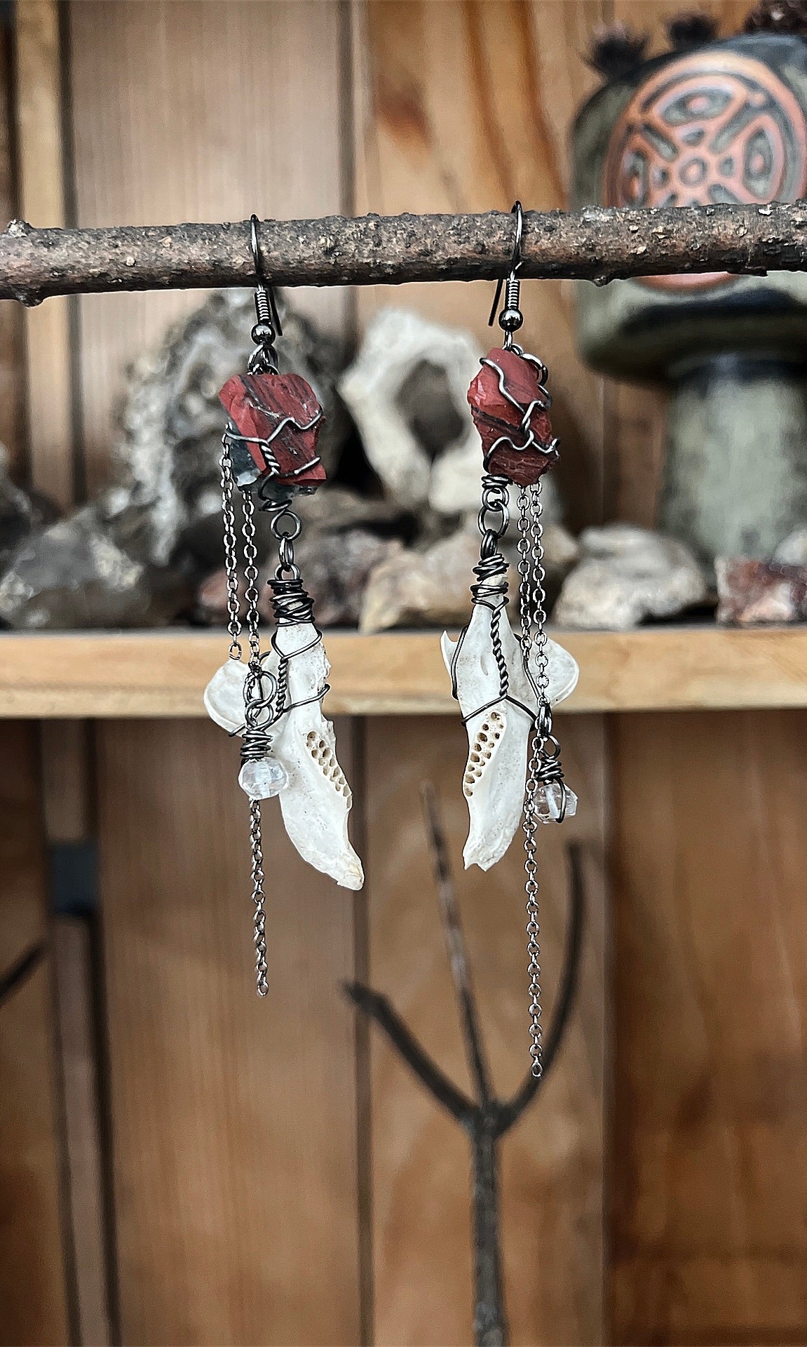 OOAK JAWBONE QUARTZ EARRINGS