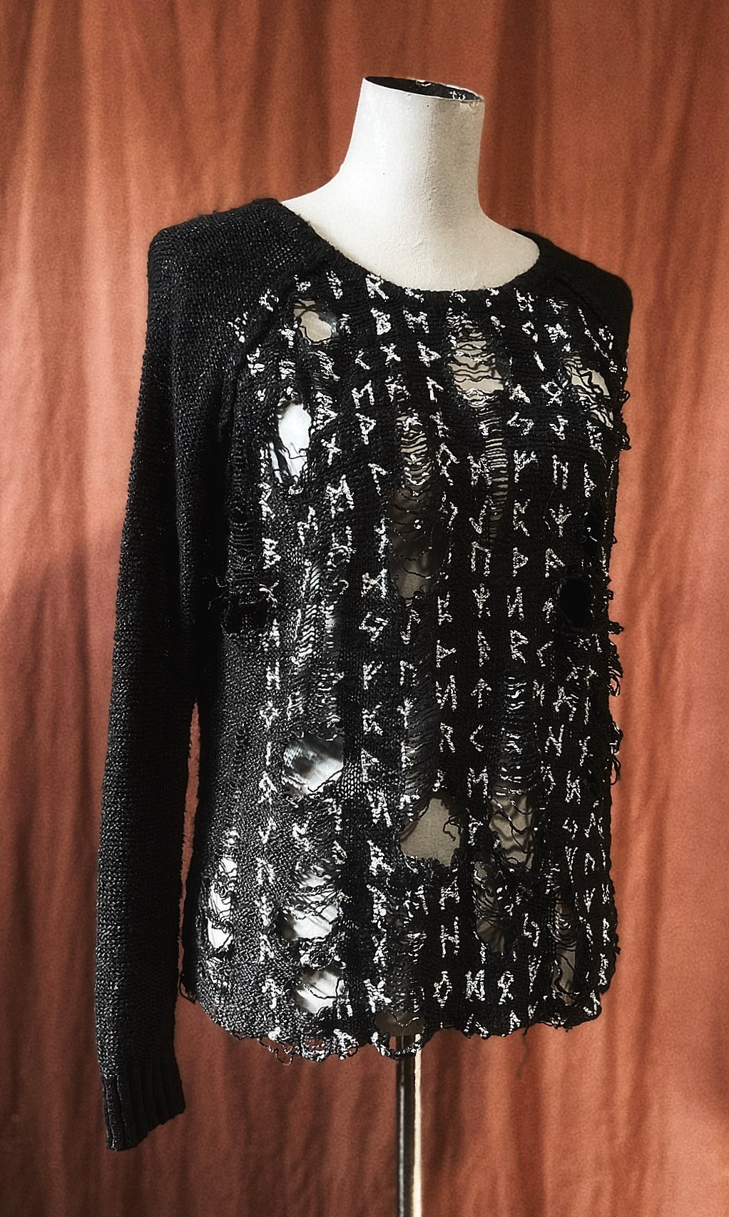 OOAK S RUNIC DISTRESSED SWEATER