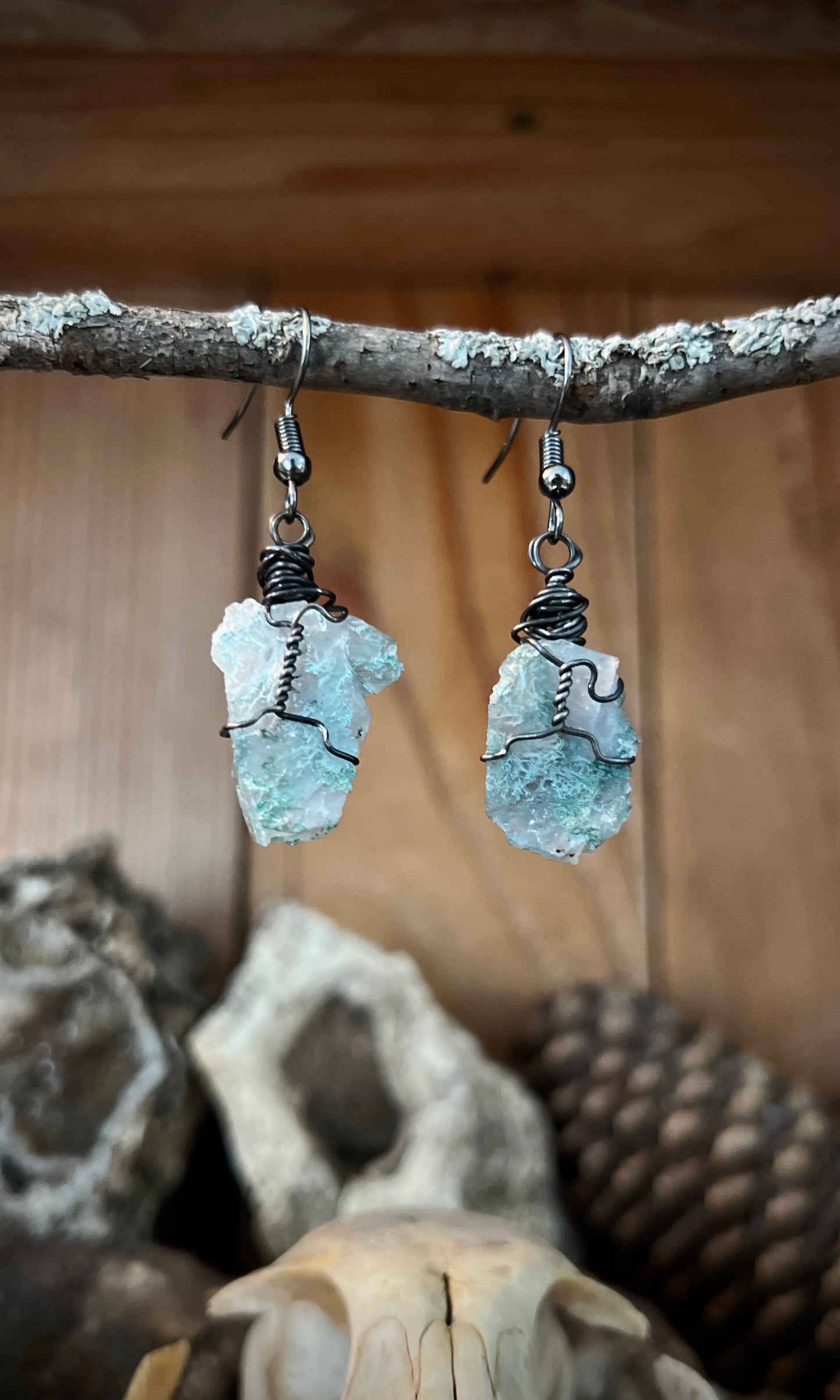 SIMPLE MOSS AGATE EARRINGS