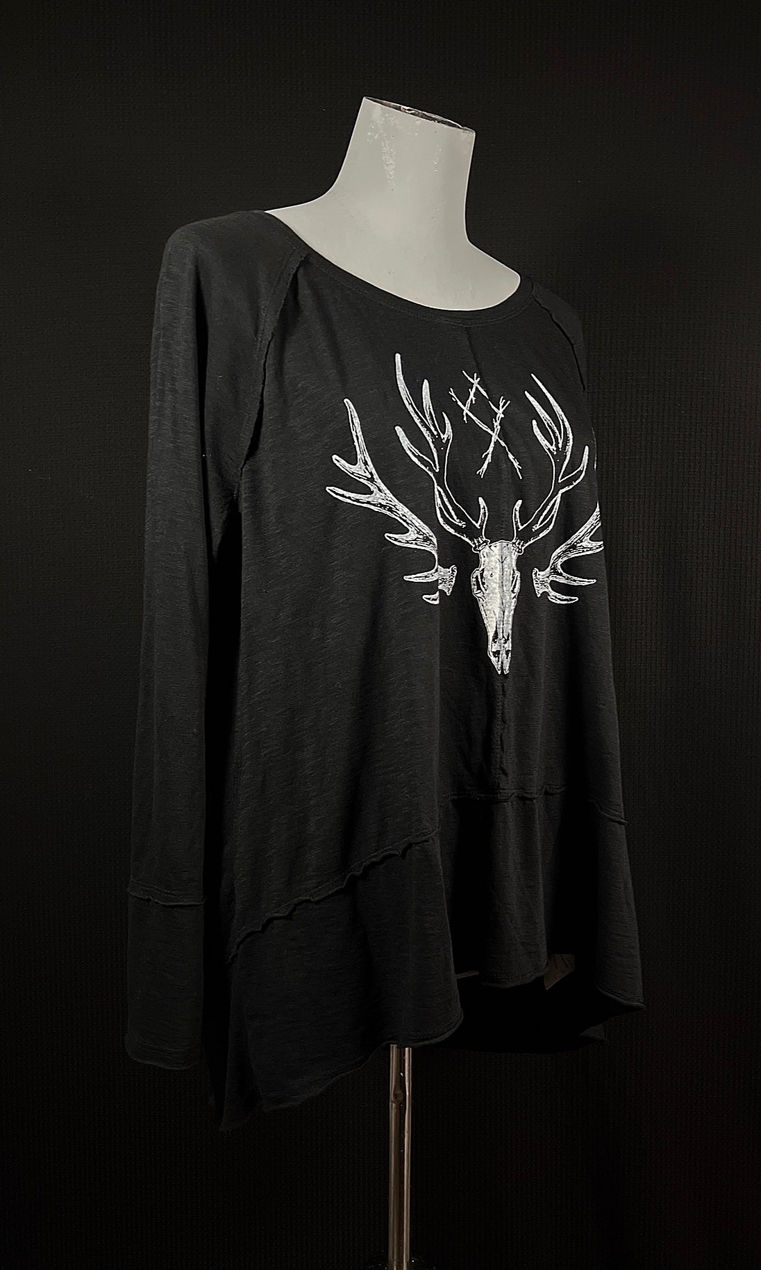 OOAK XL ELK SKULL SLUB LONG SLEEVE