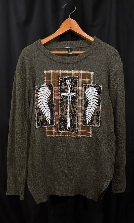 OOAK - XL - OLIVE SWORD + FERN SWEATER