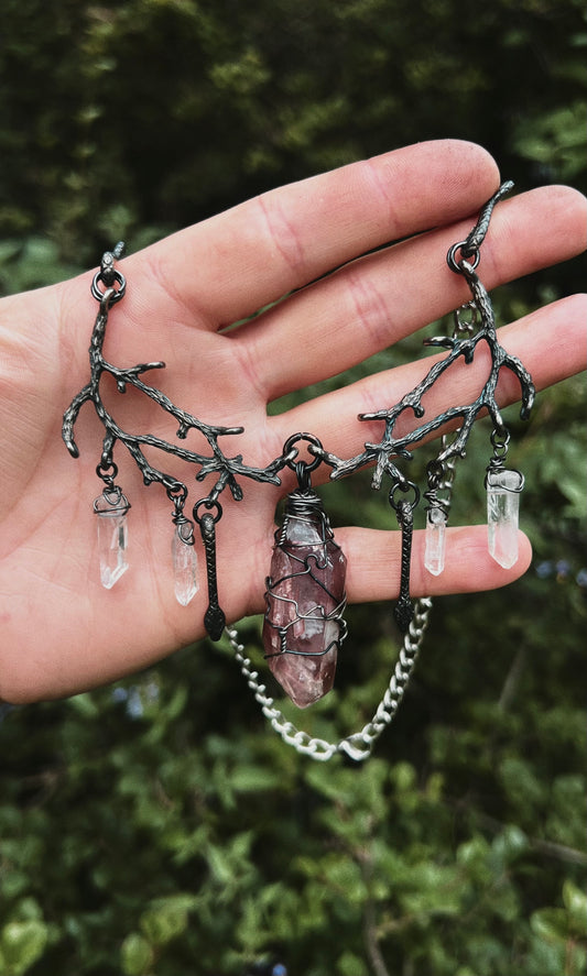OOAK SCARLET LIMURIAN QUARTZ BRANCH NECKLACE
