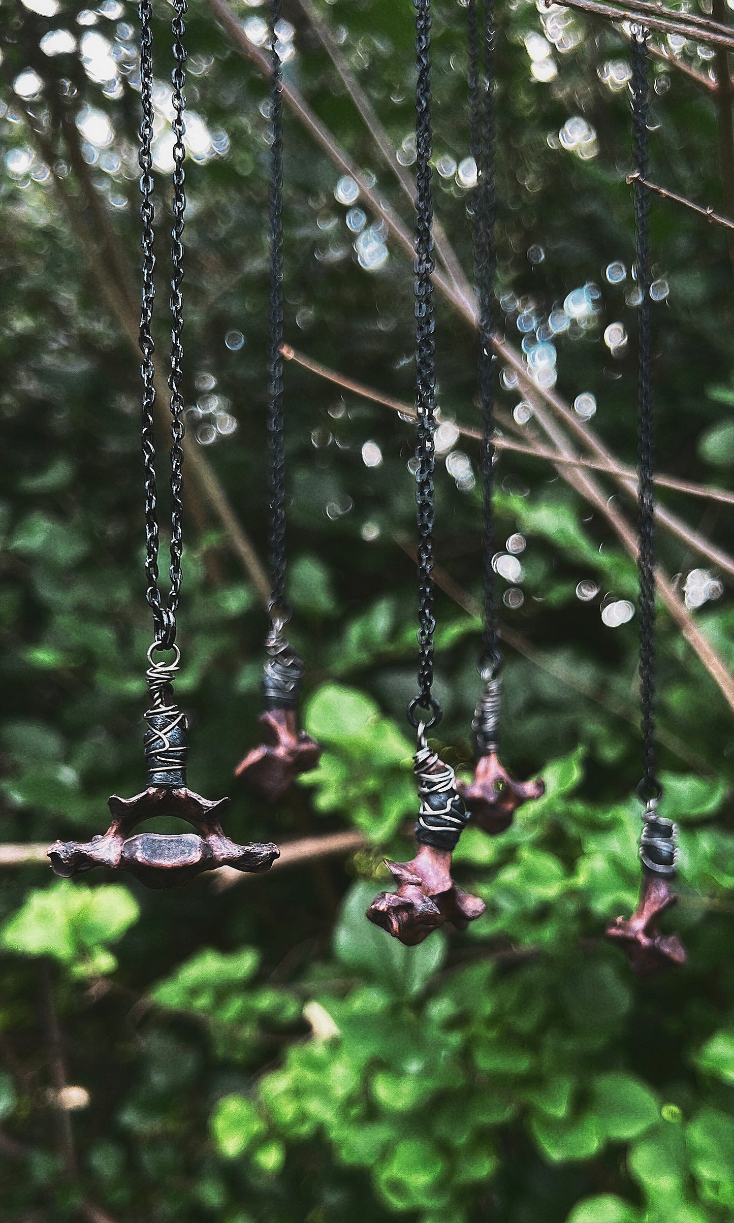 LTD RUN BLACK WALNUT DYED VERTEBRAE NECKLACE