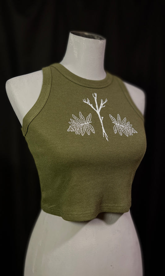 OOAK - S - OLIVE SENSITIVE FERN ALGIZ TANK