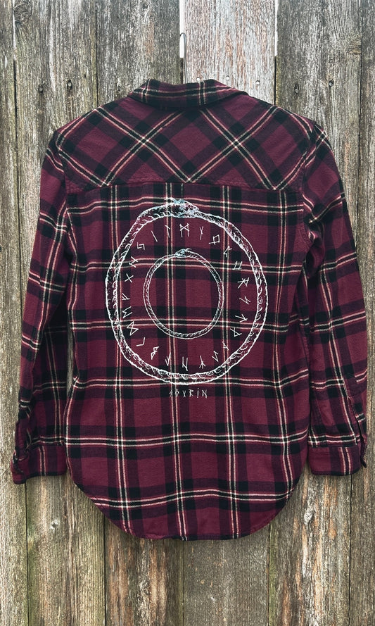 OOAK M MAROON OUROBOROS FLANNEL