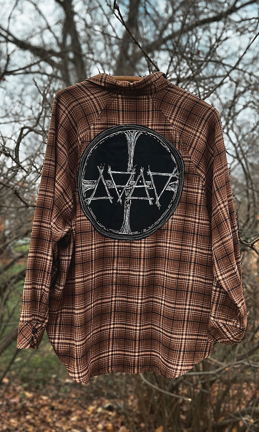 OOAK L BROWN ELEMENTAL POCKET FLANNEL