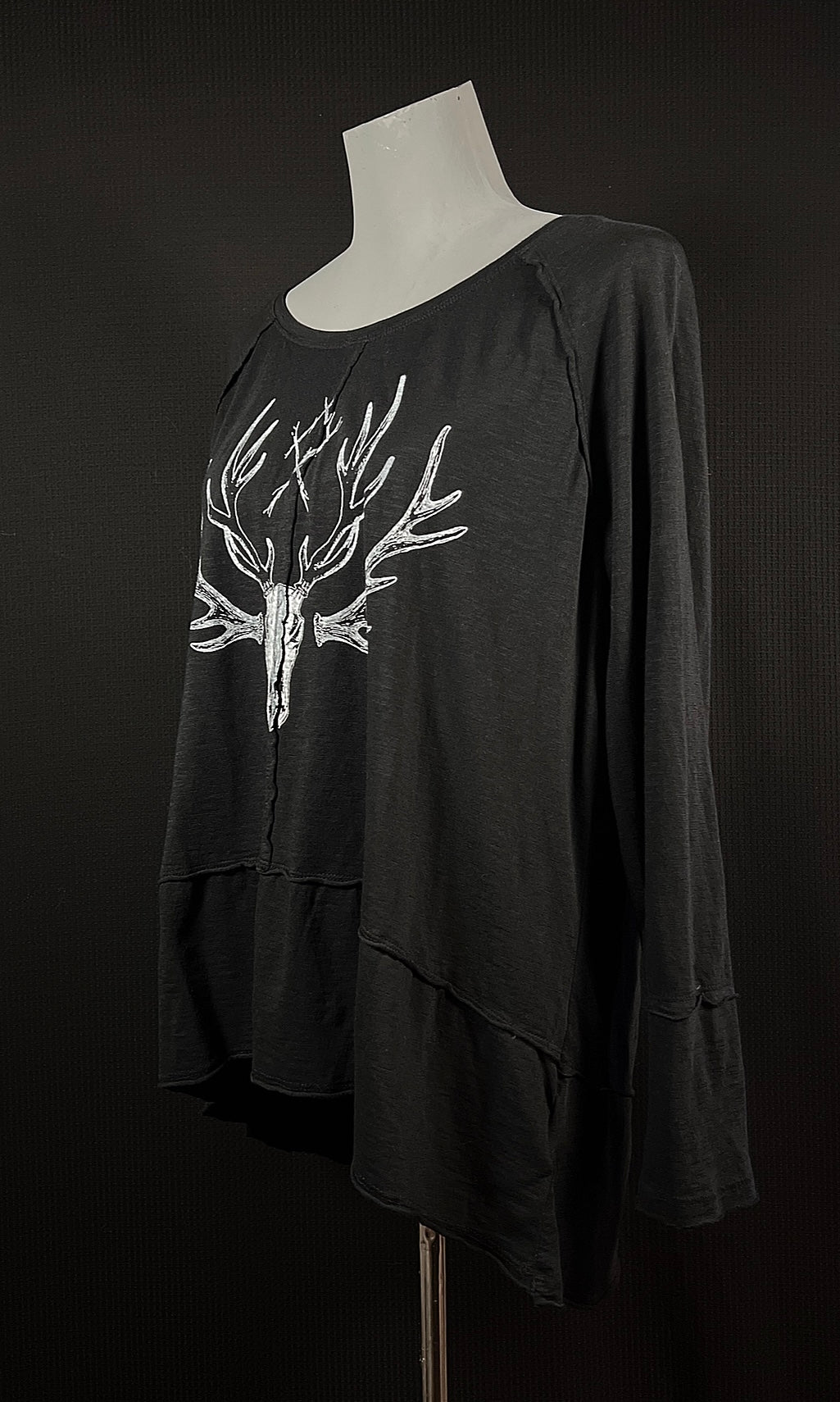 OOAK XL ELK SKULL SLUB LONG SLEEVE