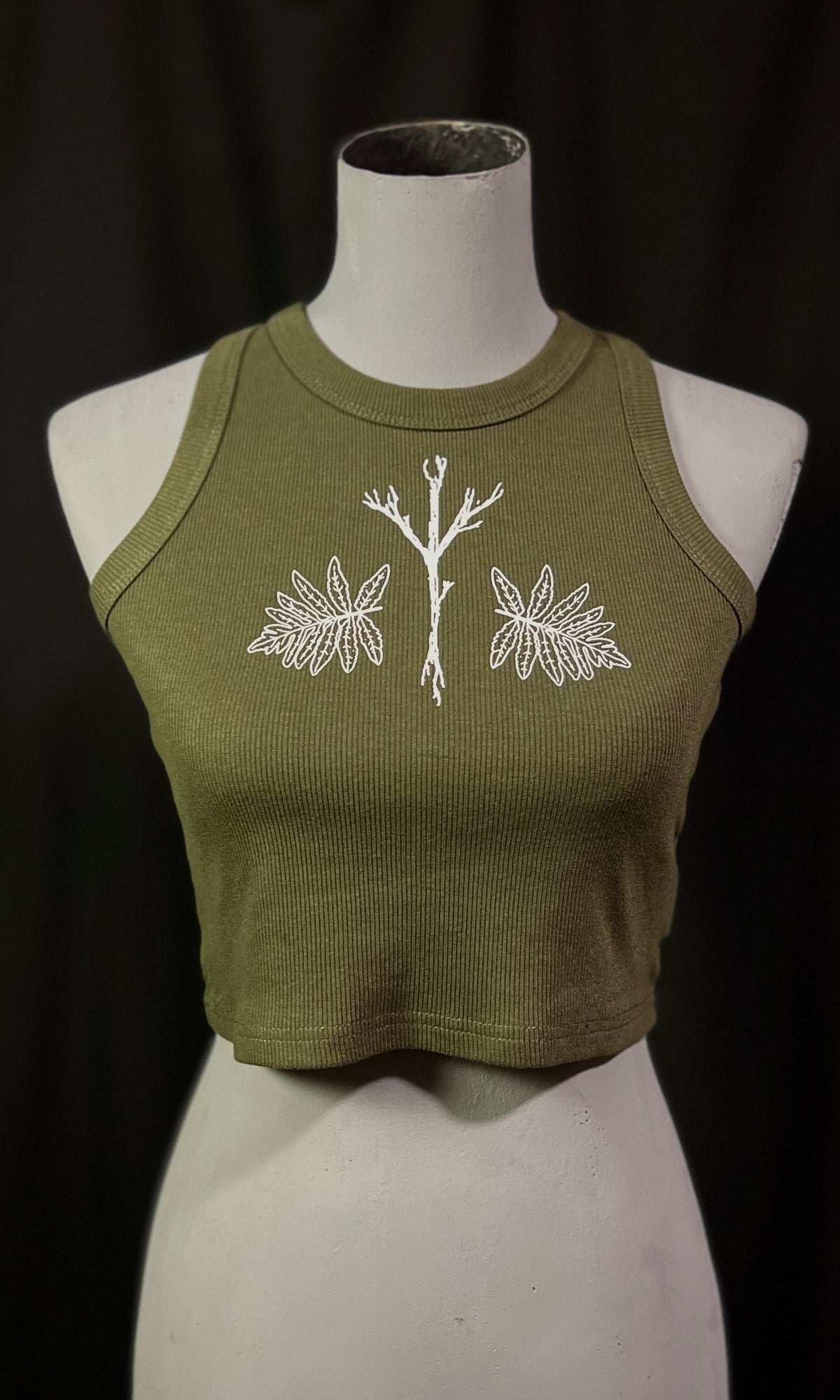 OOAK - S - OLIVE SENSITIVE FERN ALGIZ TANK