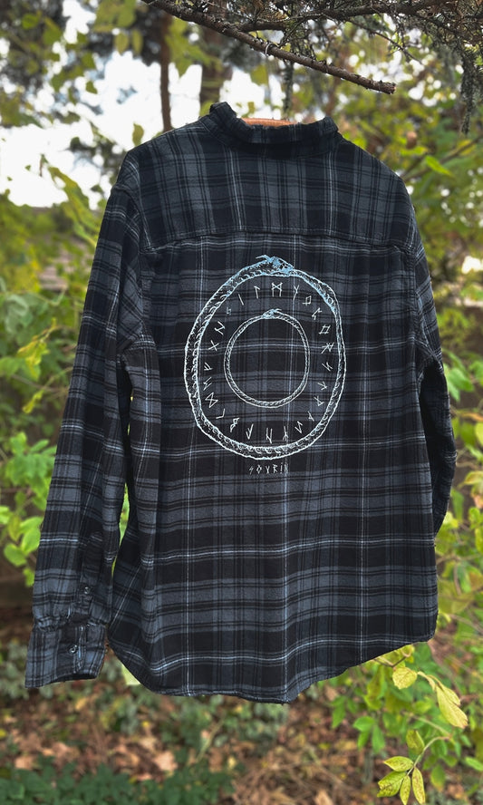 OOAK XL OUROBOROS UNISEX PRINTED FLANNEL