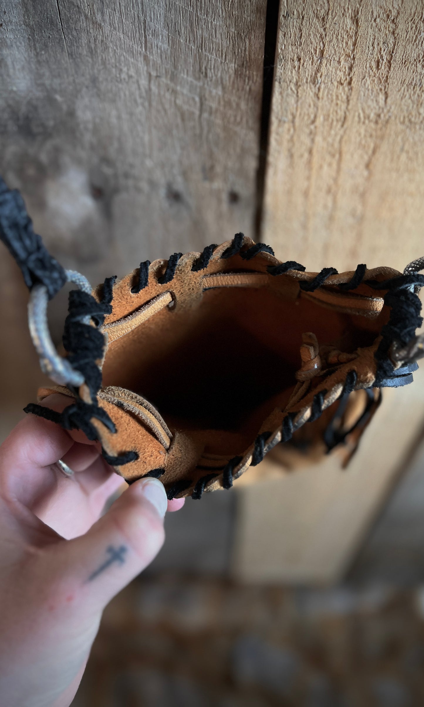 OOAK upcycled deer leather hand painted bag