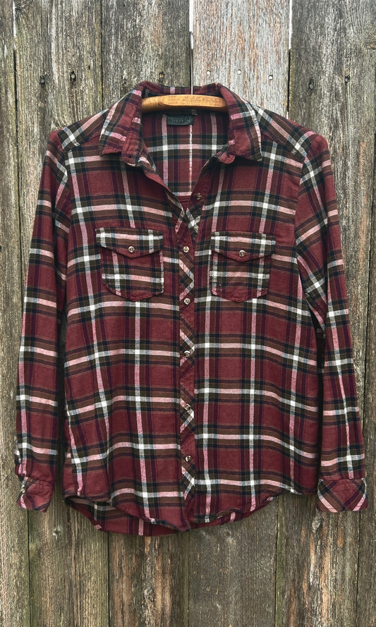 OOAK S MAROON HAWK FLANNEL