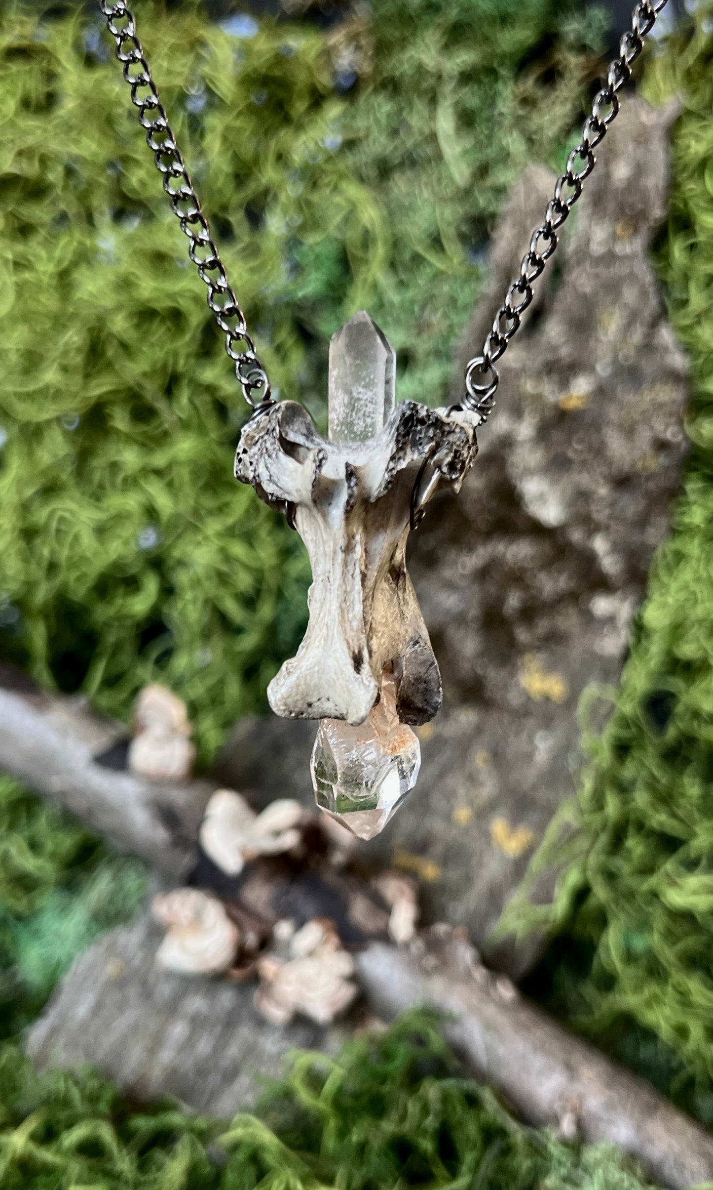 OOAK DOUBLE QUARTZ VERTEBRAE NECKLACE