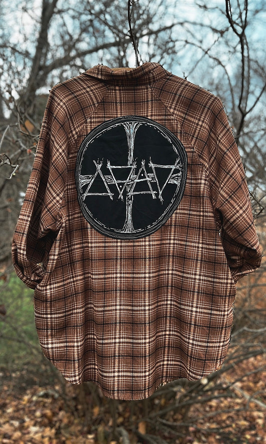 OOAK L BROWN ELEMENTAL POCKET FLANNEL