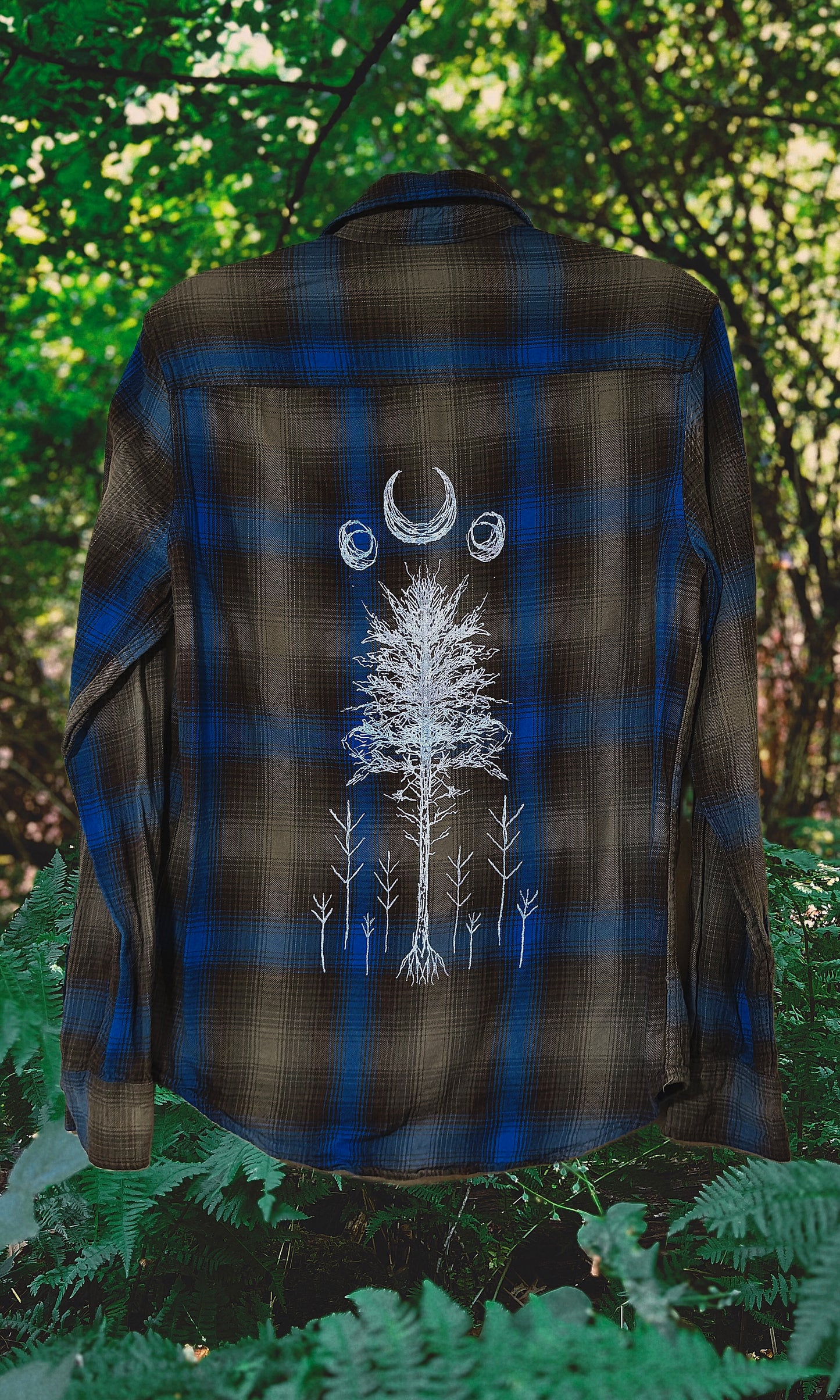 OOAK - M - MEN'S/UNISEX OLIVE BLUE DOKKALFR FLANNEL