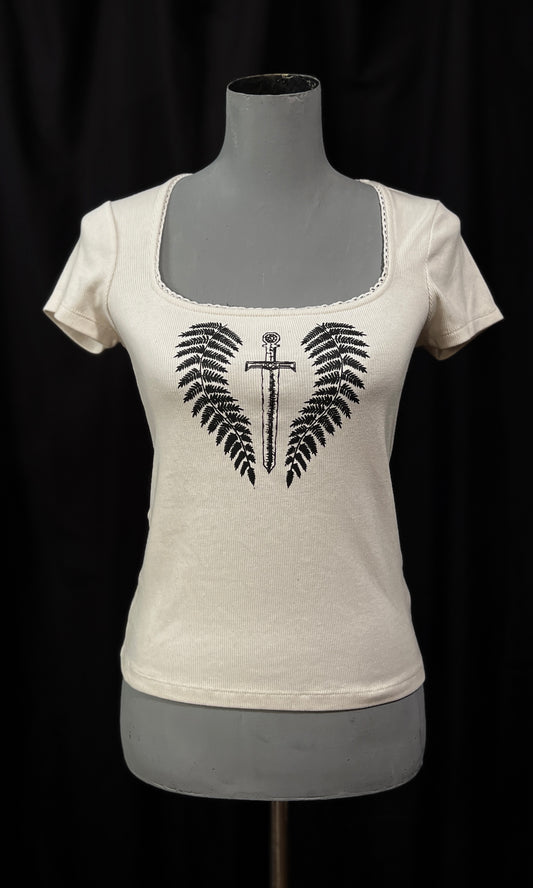OOAK - S - SWORD FERN WHITE SHORT SLEEVE