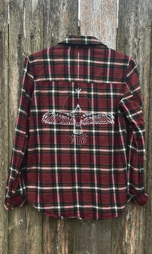 OOAK S MAROON HAWK FLANNEL
