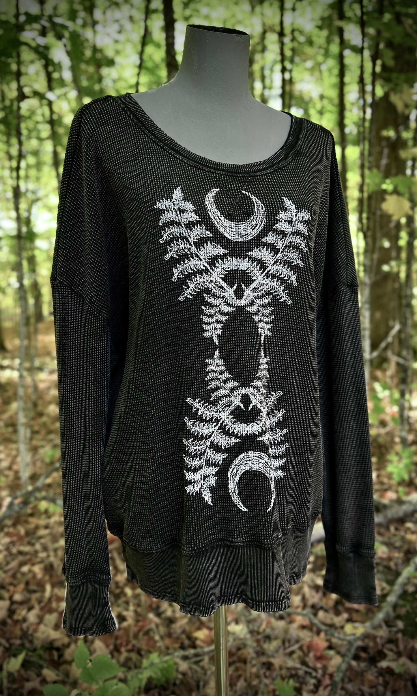 OOAK XL FOREST DWELLER WAFFLE KNIT TOP