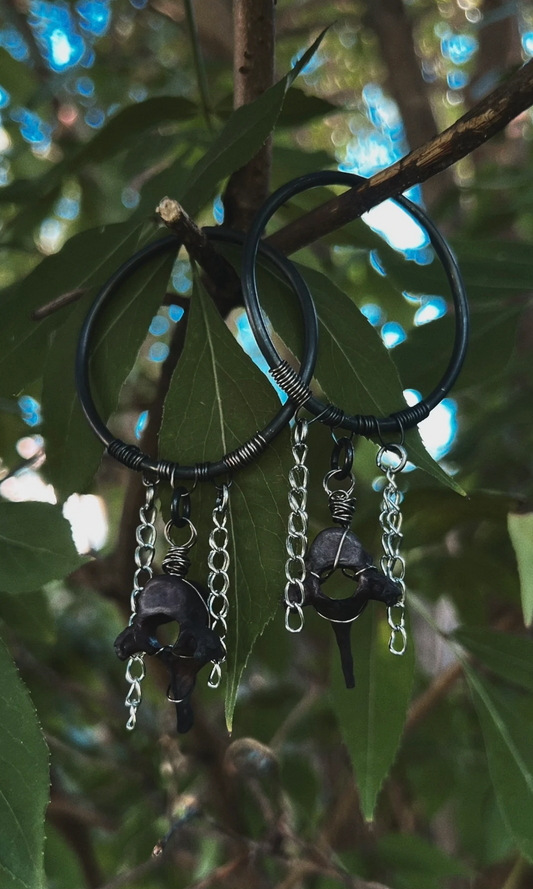 OOAK DYED OPOSSUM VERTEBRAE HOOPS